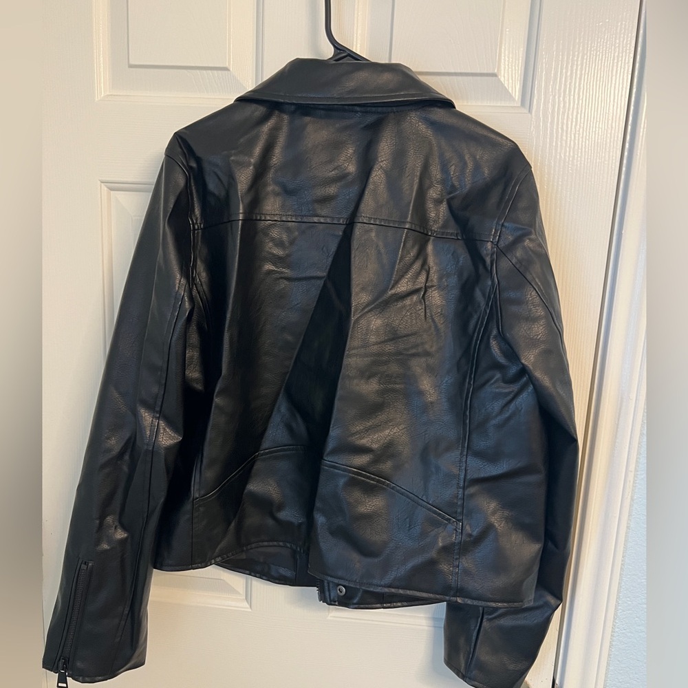 Anthropologie Women’s Black Faux Leather Moto Jacket - Picture 3 of 5